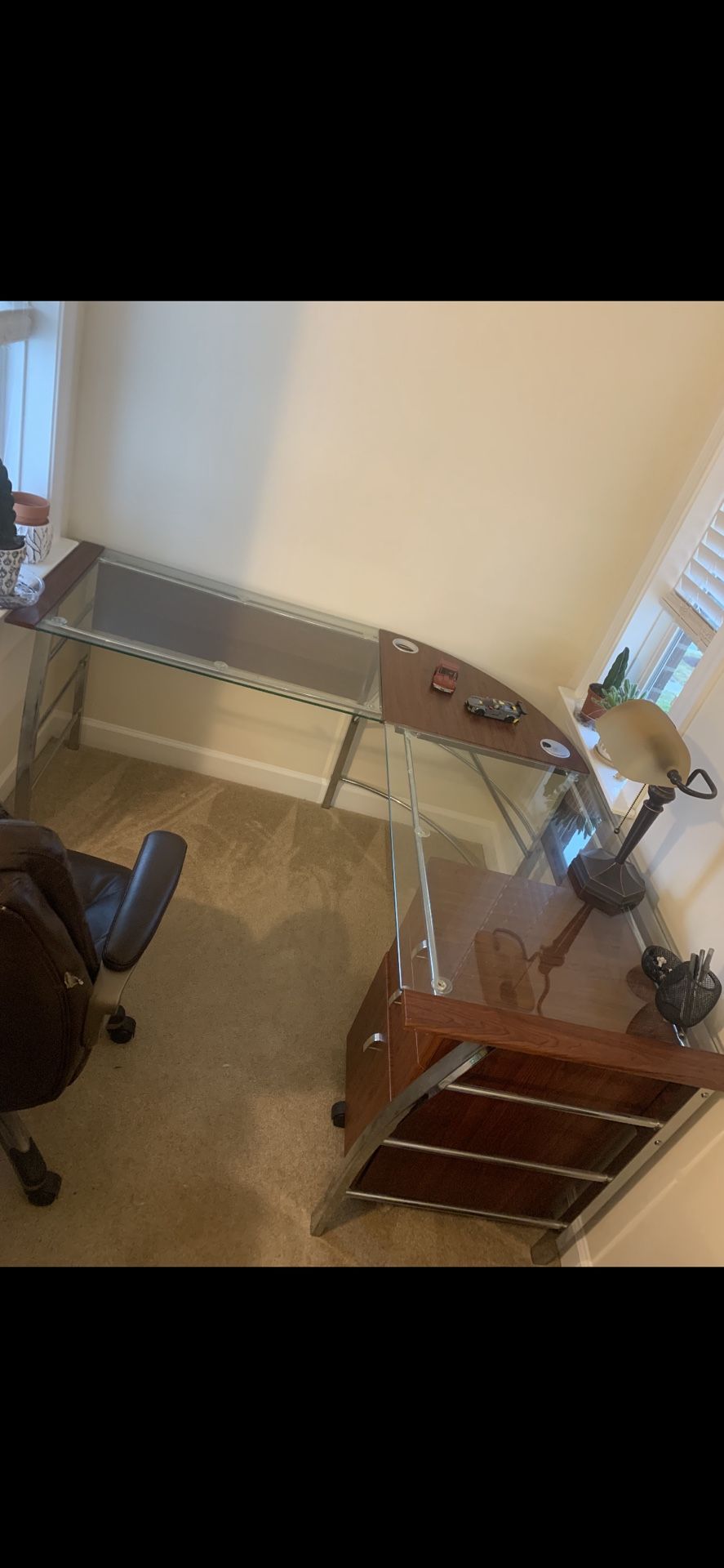 Home Office Desk And Chair And File Cabinet 