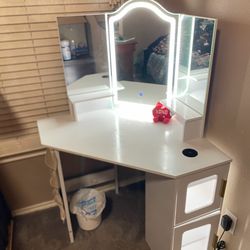 White Corner Vanity