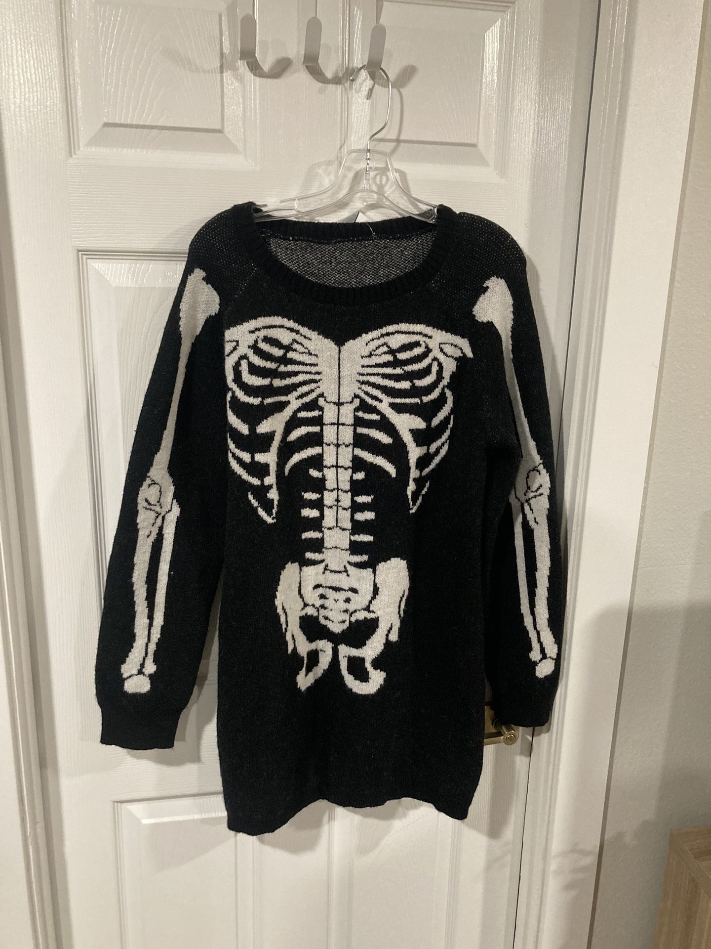 Oversized Black Skeleton Ribcage Sweater