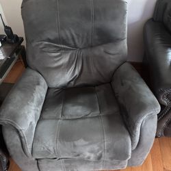 Gray Recliner With Electric Adjustable Foot And Head Rest
