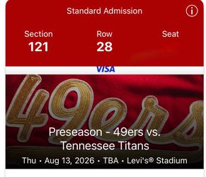 Preseason 49ers Vs Titans 8/13 With All You Can Eat & Drink