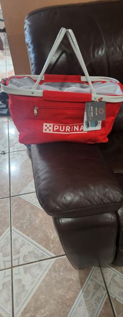 New red Purina oniva collapsible cooler tote bag