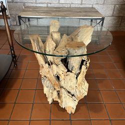 Driftwood Table With Glass Top