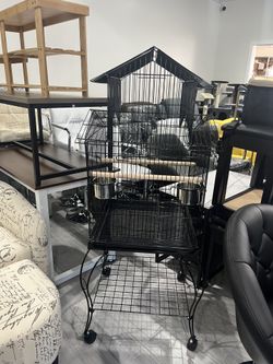 55-inch Rolling Standing Triple Roof Top Medium Parrot Cage for Mid-Sized Parrots Cockatiels Sun Parakeets Green Cheek Conures Caique Pet Bird Cage wi