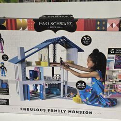 FAO Schwarz Fabulous Family Mansion Luxury Dollhouse 34 Piece Designer Playset

