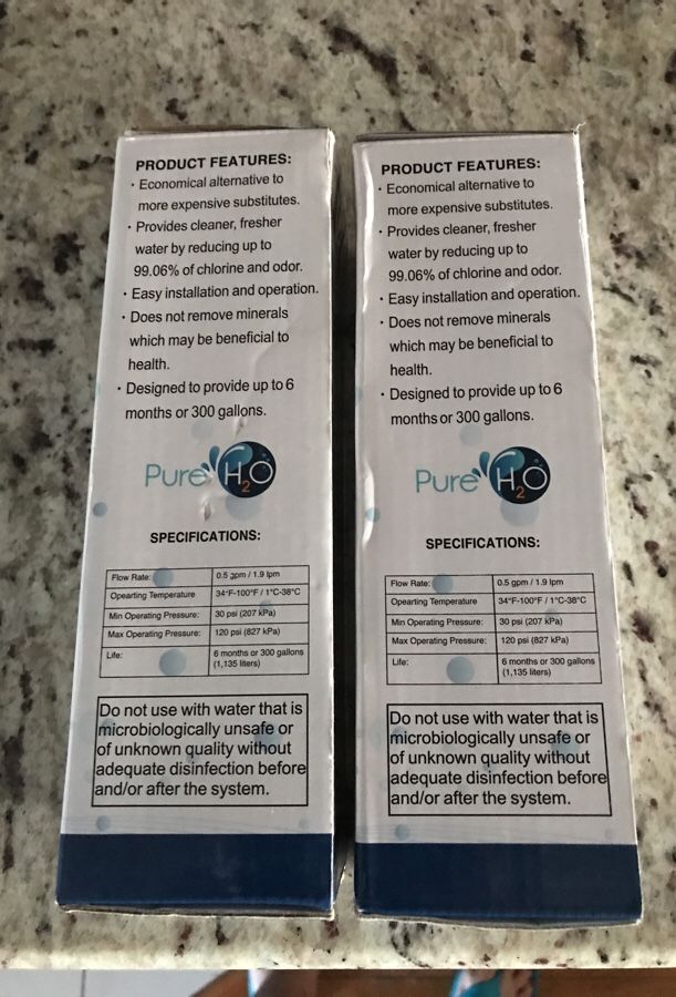 PURE H2O REFRIGERATOR WATER FILTER PH21500 NEW IN BOX SET OF 2 for Sale