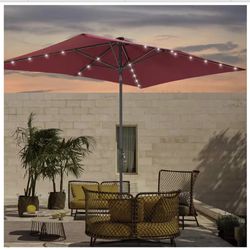 Rectangular Umbrella w/ Solar LED Lighting 