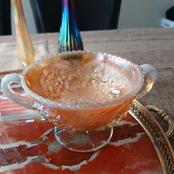 Vintage Carnival Glass Footed Bowl