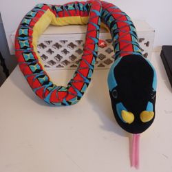 Viper Snake Plush Large Stuffed Animal Reptile Black Blue Yellow Red 53" Wildrep