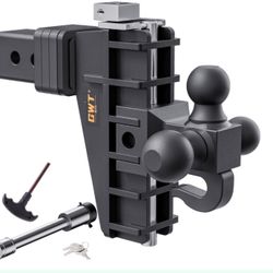 GWTAUTO Adjustable Trailer Hitch With Hook, Tri-Ball (1-7/8" X 2" X 2-5/16") Drop Hitch, Fits 2.5-Inch Receiver, 6 Inch Drop Hitch, 18500 LBS GTW-Clas
