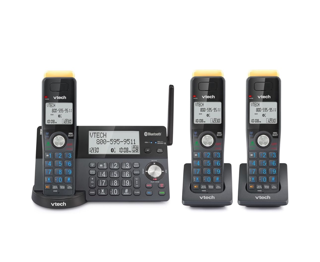VTech IS8128-31 Super Long Range 3-Handset DECT 6.0 Cordless Phone for Home with Answering Machine, 2300 ft Range, Call Blocking, Bluetooth Connect to