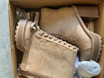 Tan Suede Lace-Up boots