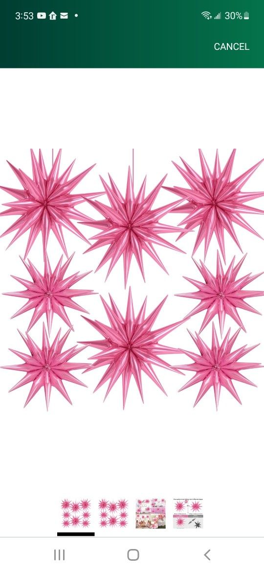 8 Pcs Star Balloons, Huge Pink Explosion Star Aluminum Foil Spike Balloons for Birthday, Baby Shower, Wedding, Bachelorette Party, Princess Party 