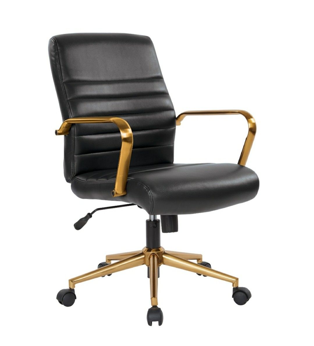 Black and Gold Office Swivel Chair, High Backrest with Arm Rest