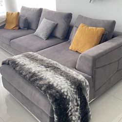 El Dorado Grey Grigio Sectional sofa Couch with Right Chaise 