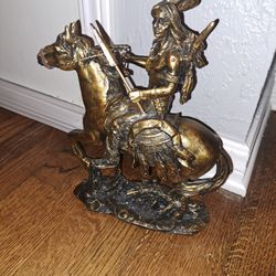 Bronze Like Statue Sioux Native American Warrior Horse Back