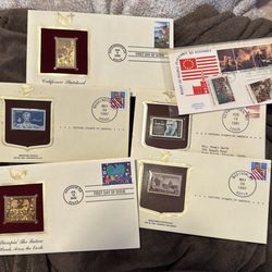 Lote 11 Sellos Conmemorativos USA - Réplicas Doradas + First Day Covers $35