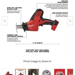 M18 18V Lithium-Ion Cordless HACKZALL Reciprocating Saw Tool Only