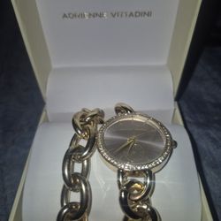 Gold Adrienne Vittadini Watch And Bracelet 