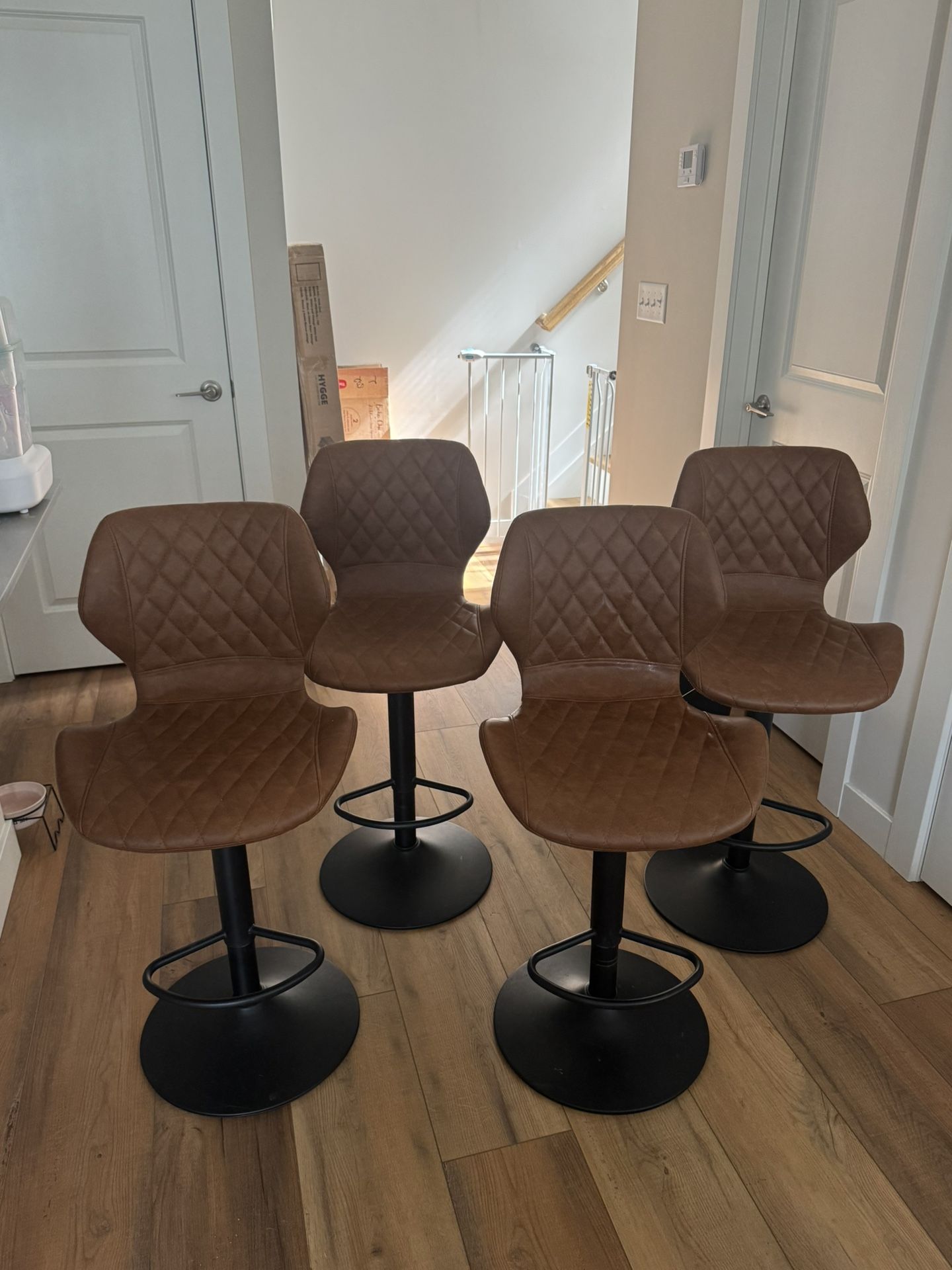 4 Leather Bar Stools