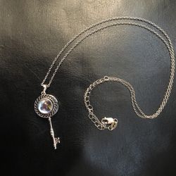 Sterling Silver Moonstone Key Necklace 