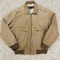 Vintage Exit USA Brown Leather Bomber Jacket Men’s Size Medium 