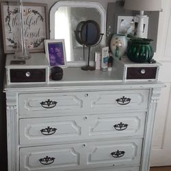 Antique, Painted And Distressed Gentleman Dresser