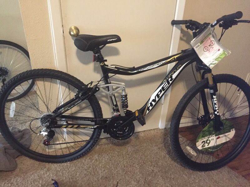 29 Hyper Explorer Men Mountain Bike with Full Suspension, Black