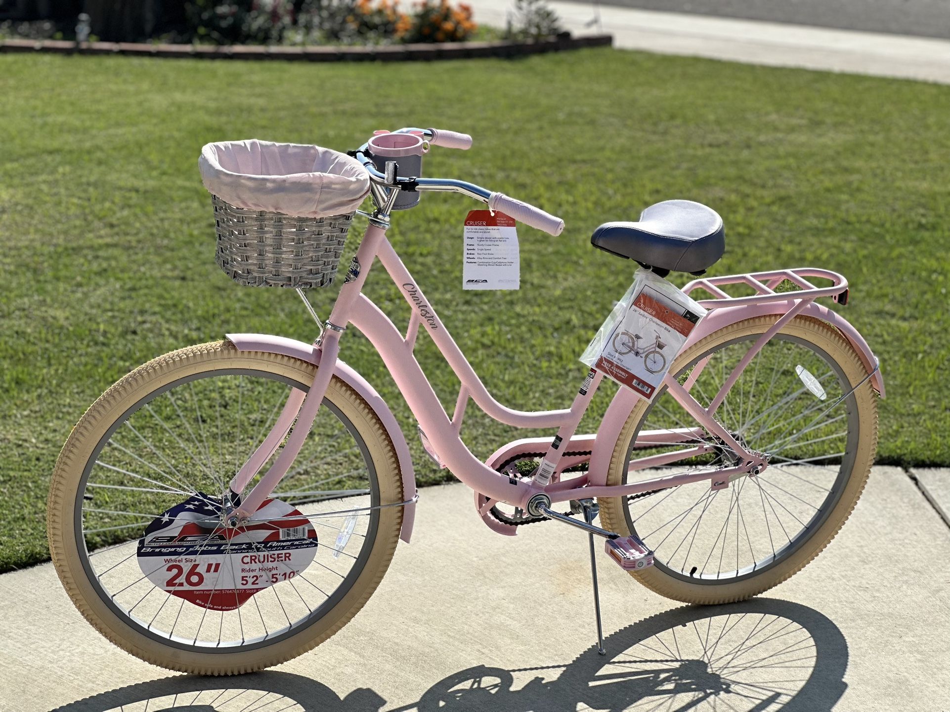 26" BCA Charleston Cruiser Bicycle, Fits Riders 5'2"-5'10", Pink,
