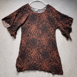 Hula Bay Blouse Top Womens Large Aloha Print Shirt Short Sleeve