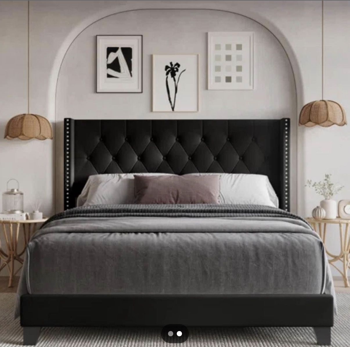 Black King Size Bed Frame Light-weight 