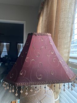 Large, Maroon And Gold Lamp Shade