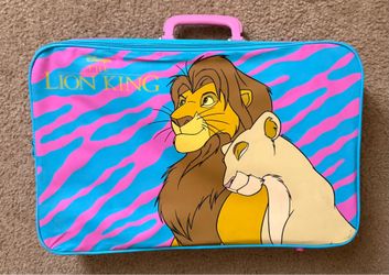 Vintage Disney The Lion King Blue & Pink Simba & Nala Kids Suitcase 90’s w/ Lock