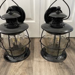 Two Outdoor Wall Sconce 17”H X 10”D (Painted) Working Good. $20 Both Firm On Price