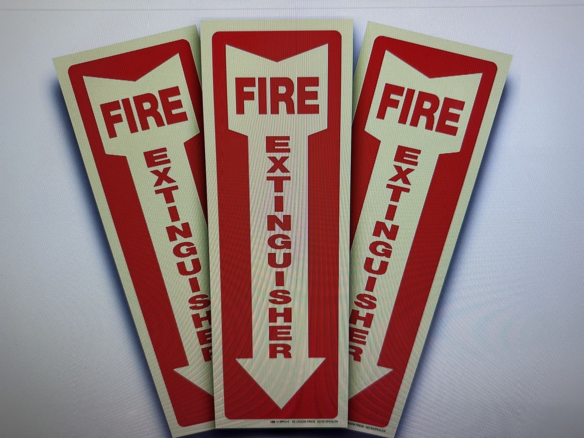 New Two Packages Of 3 (total Of 6) Glow In The Dark Fire Extinguisher Stickers