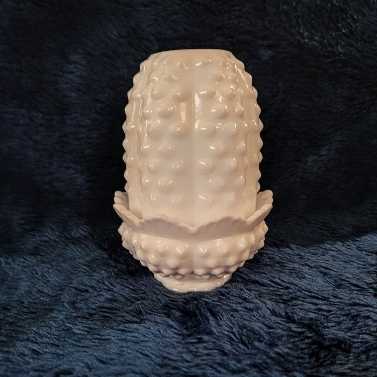 Vintage Fenton White Milk Glass Hobnail Fairy Light