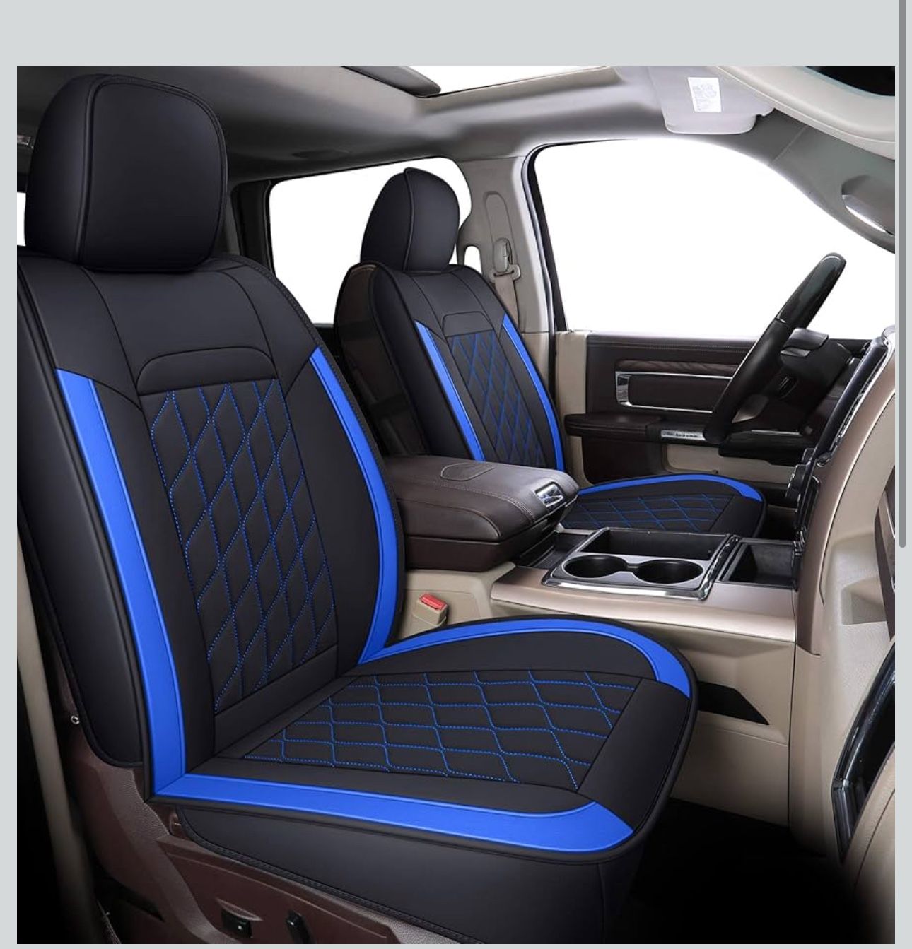 INCH EMPIRE Seat Cover Full Set Fit for RAM 1500 2500 3500 2012-2021 with Curved Back Bench Synthetic Leather Water-Proof 2012, 2013, 2014, 2015, 2016