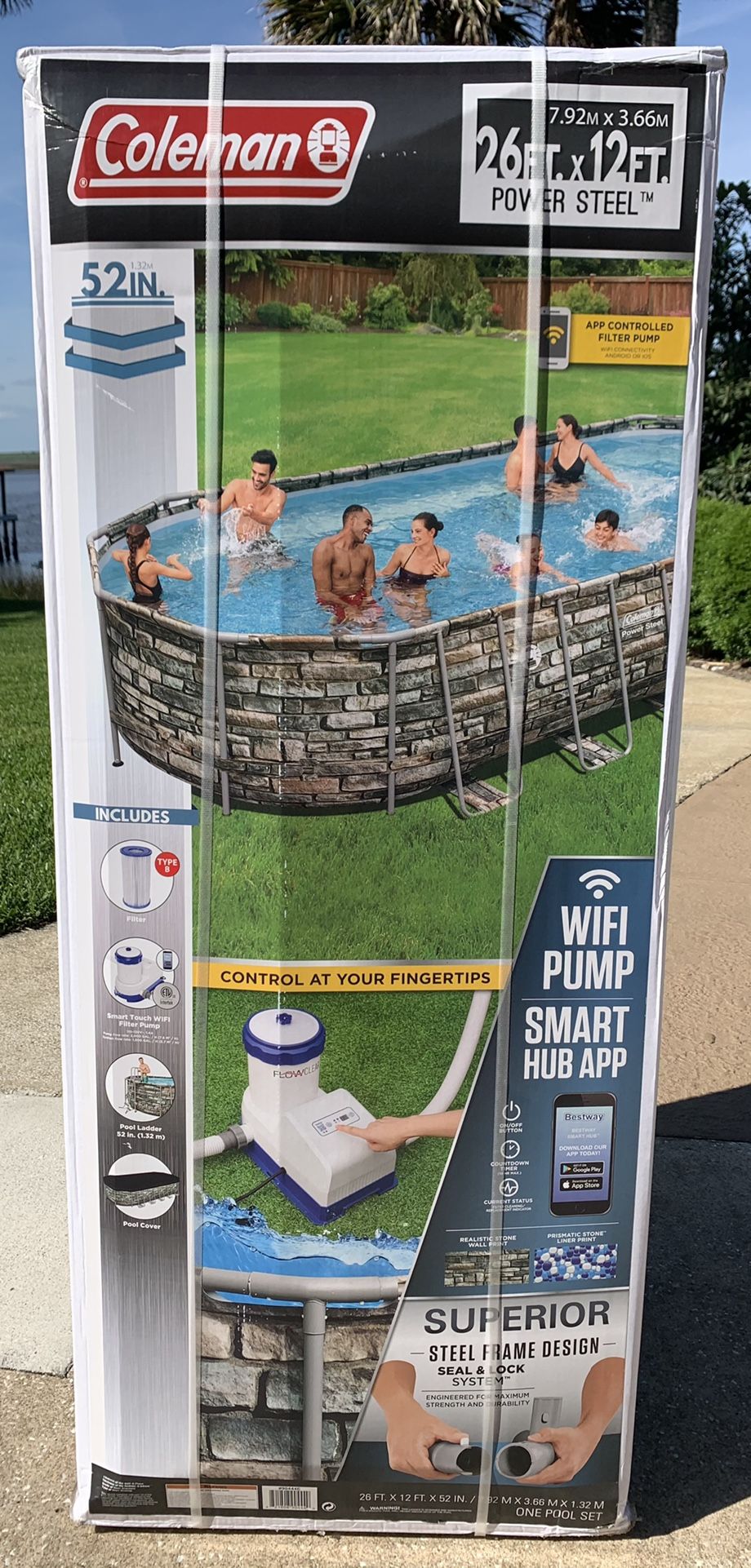 Coleman 26’ x 12’ x 52” Power Steel Above Ground Pool