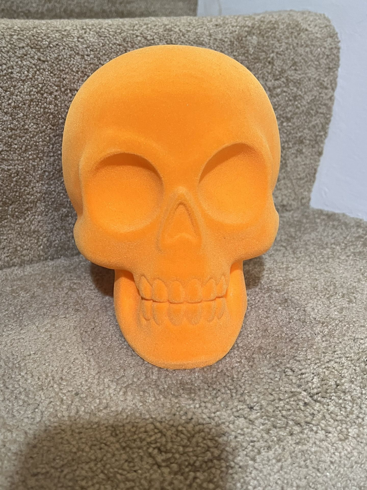 Hyde & eek Flocked 8” Skull head Orange skeleton New