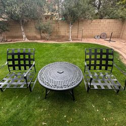 Patio Set. HEAVY. Deep Seat Spring Club Chairs. Table. 