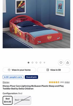 Disney Pixar Cars Lightning McQueen Plastic Sleep and Play Toddler Bed