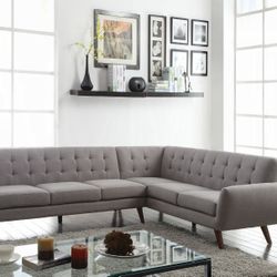 Memorial Day Sale-  Sleek 2-Piece Sectional with Sophisticated Tufting & Espresso Finish 