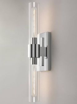 Chrome Tube Wall Sconces with Clear Glass, 24''