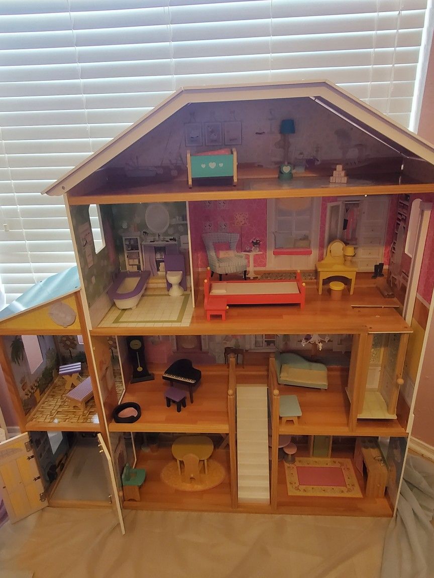 Wooden Doll House And Toys