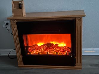 Electric Fireplace Heater with Wood Mantel – Cozy & Stylish