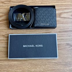 Brand new Michael Kors Men’s Wallet& Leather Belt Set