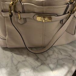 Coach bag, white leather