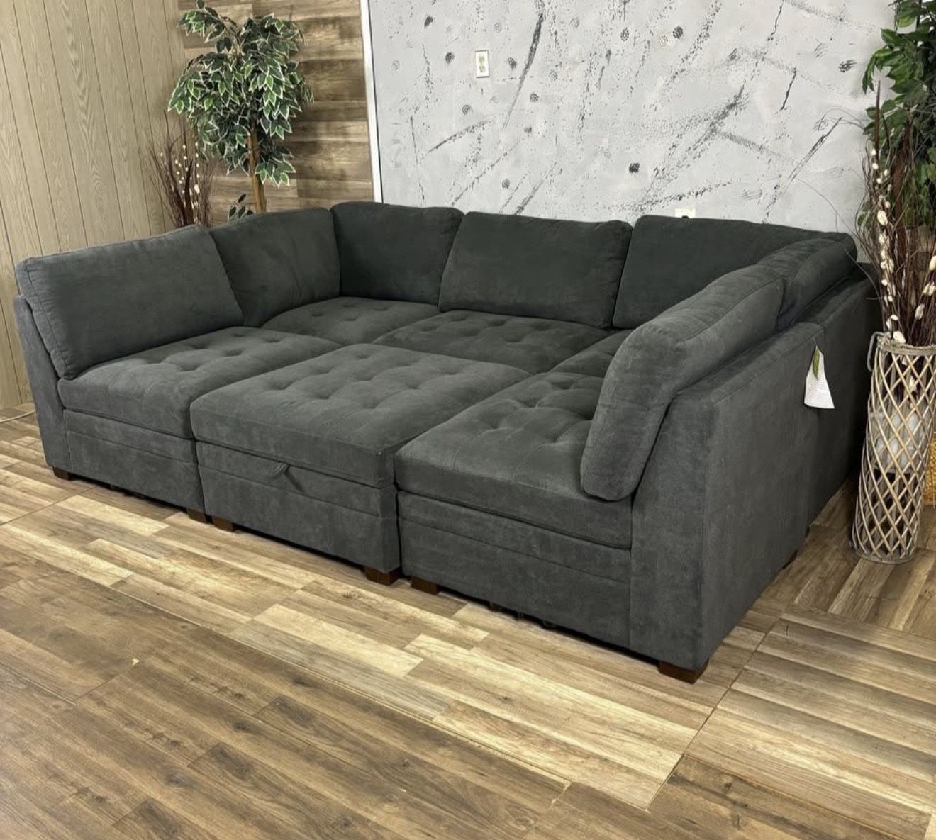 Thomasville Tisdale 6-Piece Modular Sectional w/ Storage Ottoman – Dark Gray (NEW)