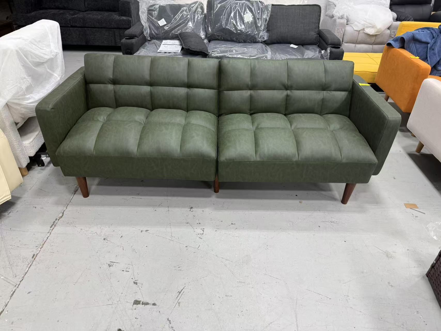 New 76.8" Couch, Small Futon Sofa Bed, Sleeper, Loveseat, Mid Century Modern Futon