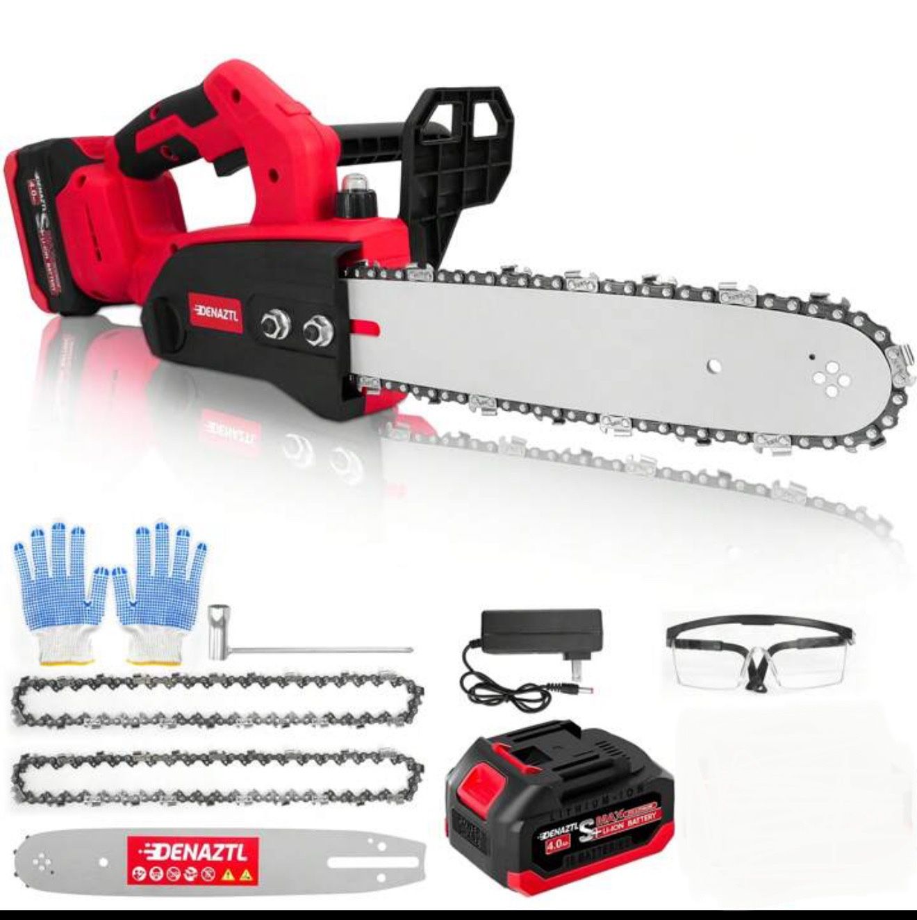 Denaztl 12” Cordless Chainsaw – Brushless, Auto-Oiler, 4.0Ah Battery